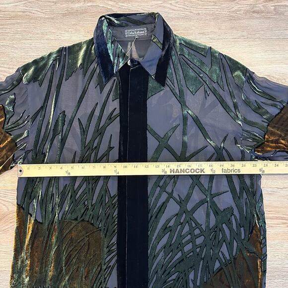 Ceta Italiana NEW Silk Sheer Velvet Tiger King Vacation Safari 70s Style Shirt - Picture 8 of 14
